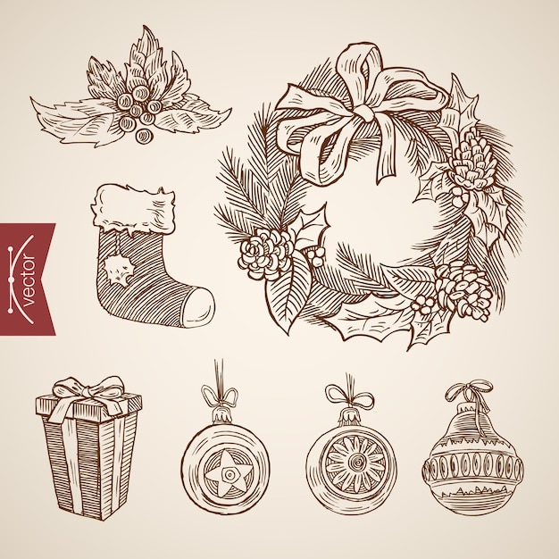Ilustración de Navidad grabada