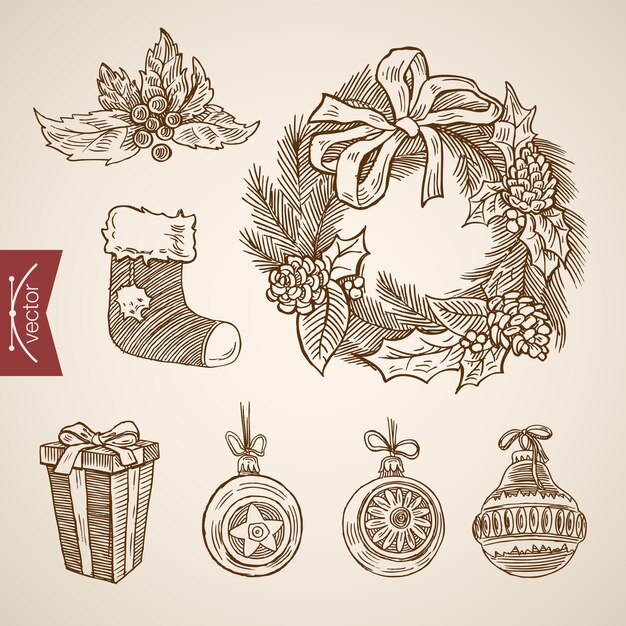 Ilustración de Navidad grabada