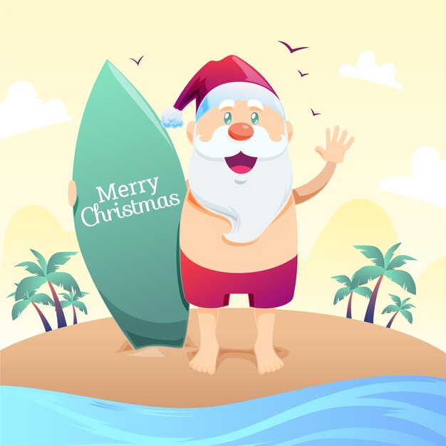 Ilustración de navidad de verano degradado