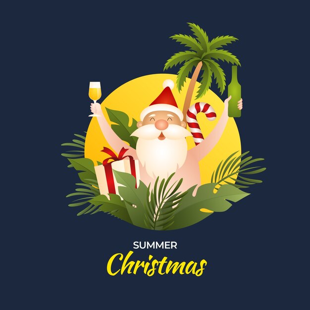Ilustración de navidad de verano degradado
