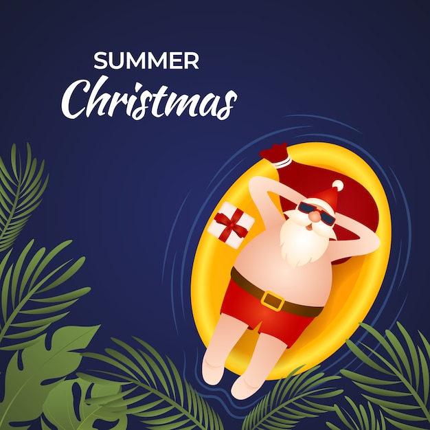 Ilustración de navidad de verano degradado