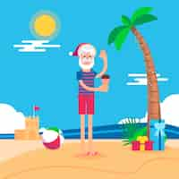 Vector gratuito ilustración de navidad de verano plano