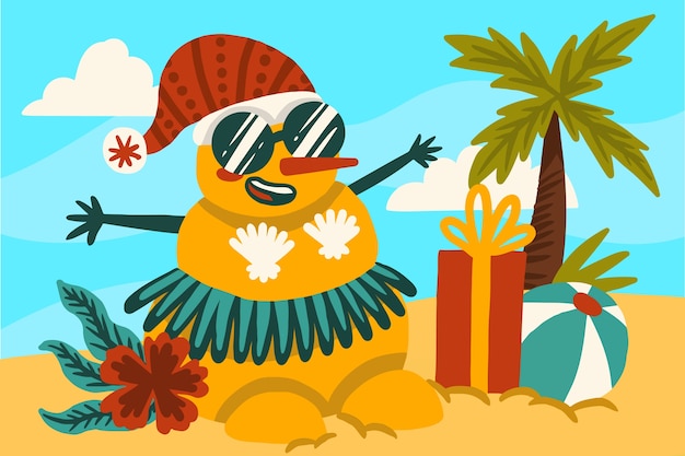 Ilustración de navidad de verano plano