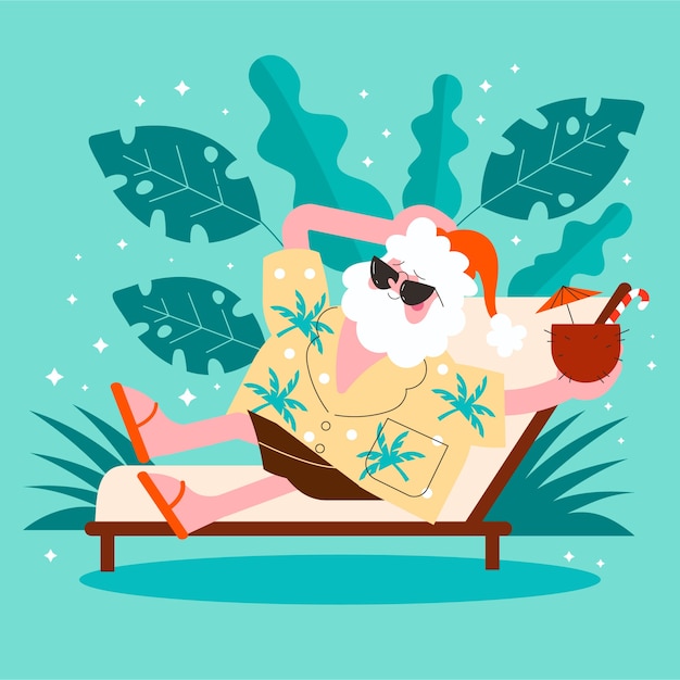 Ilustración de navidad de verano plano