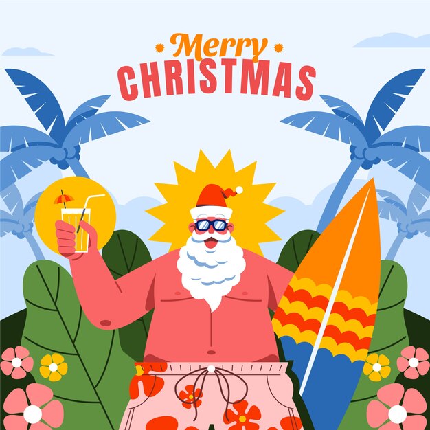 Ilustración de navidad de verano plano