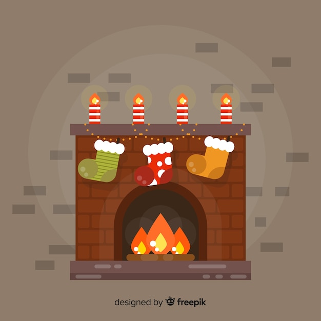 Vector gratuito ilustración navideña chimenea simple