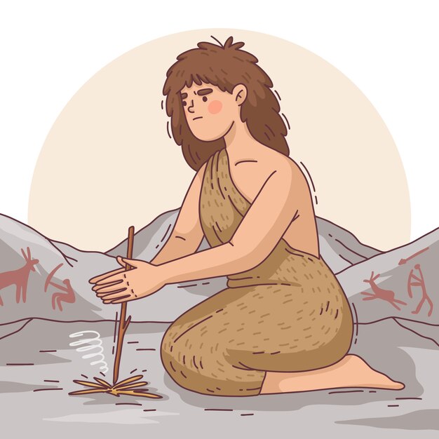 Ilustración neolítica dibujada a mano