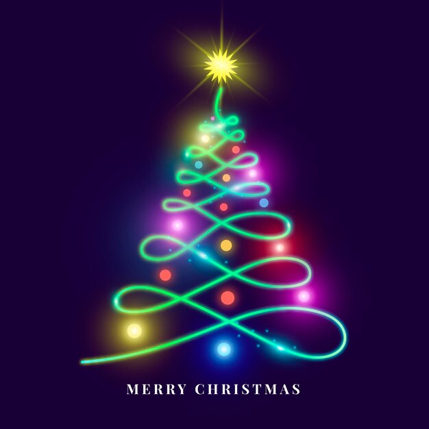 Ilustración de neón de árbol de navidad