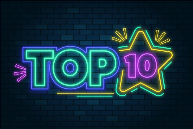 Ilustración de neón top ten