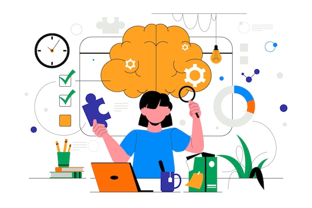 Ilustración de neuroeducación dibujada a mano