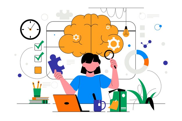 Ilustración de neuroeducación dibujada a mano