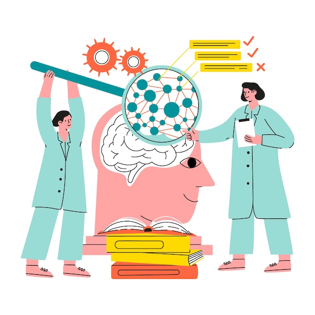 Ilustración de neuroeducación dibujada a mano