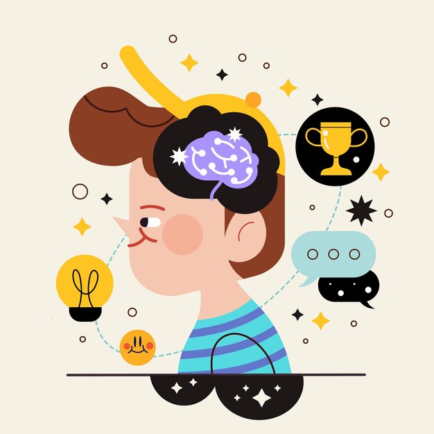 Ilustración de neuroeducación dibujada a mano