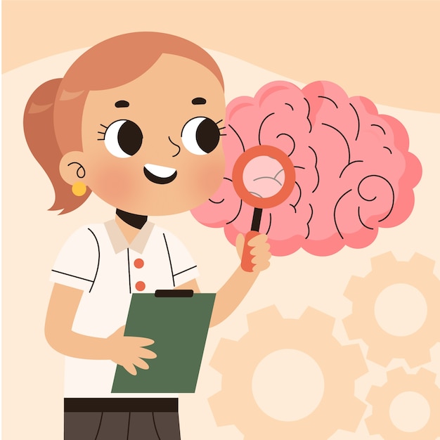 Ilustración de neuroeducación dibujada a mano