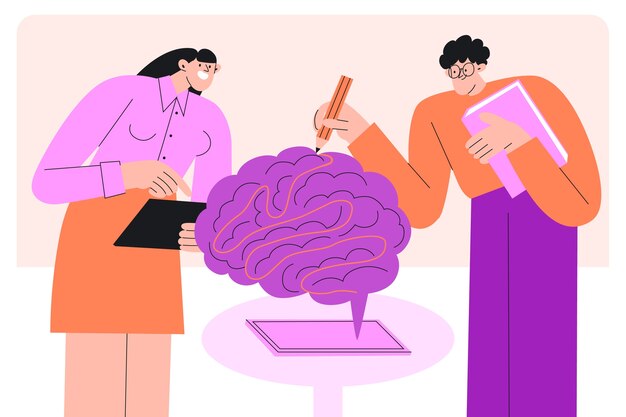 Ilustración de neuroeducación dibujada a mano