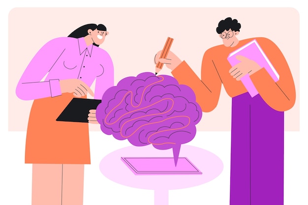Ilustración de neuroeducación dibujada a mano