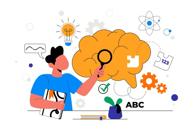 Ilustración de neuroeducación dibujada a mano