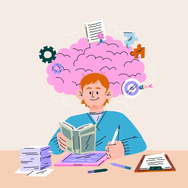 Ilustración de neuroeducación dibujada a mano