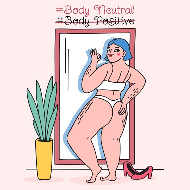 Ilustración de neutralidad corporal dibujada a mano