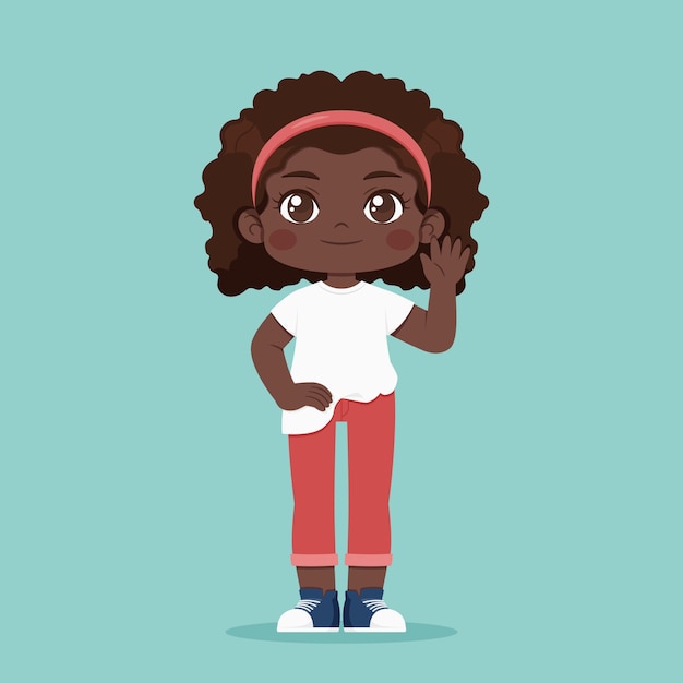 Ilustración de niña afroamericana de dibujos animados