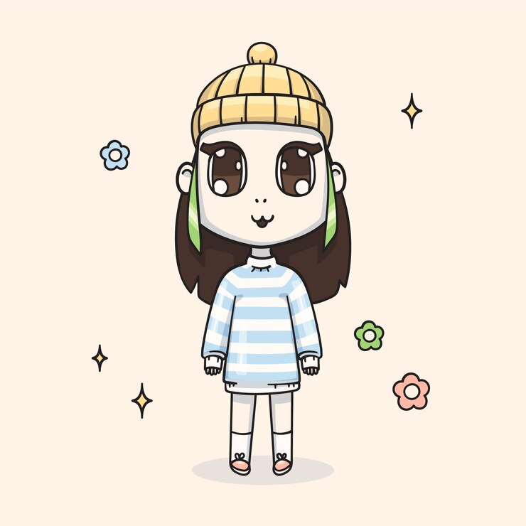 Vector gratuito ilustración de niña kawaii dibujada a mano