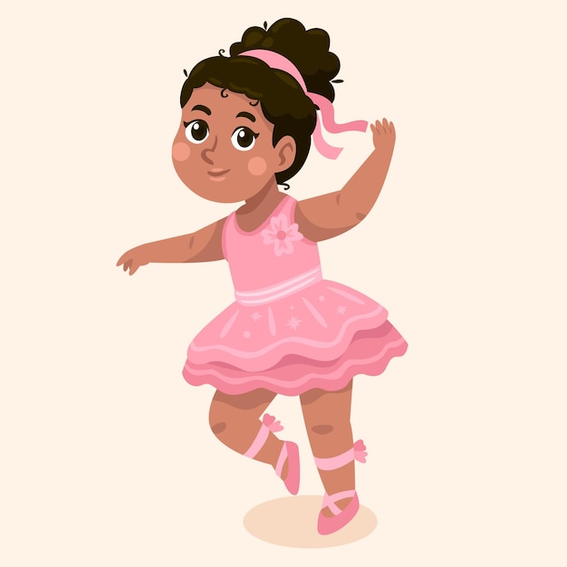 Ilustración de niña negra de dibujos animados en traje de princesa