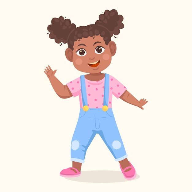 Ilustración de niña negra de dibujos animados