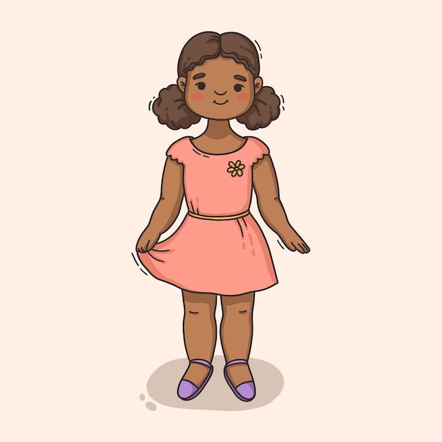 Ilustración de niña negra de dibujos animados