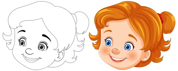 Ilustración de un niño alegre antes y después