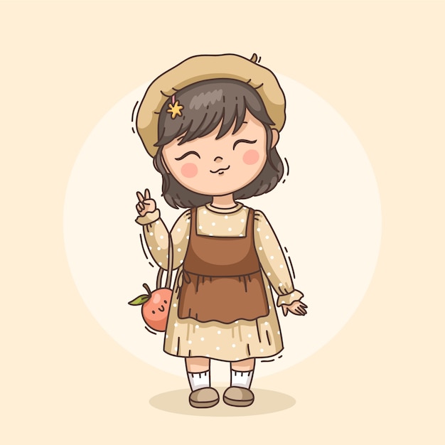 Ilustración de un niño asiático dibujada a mano