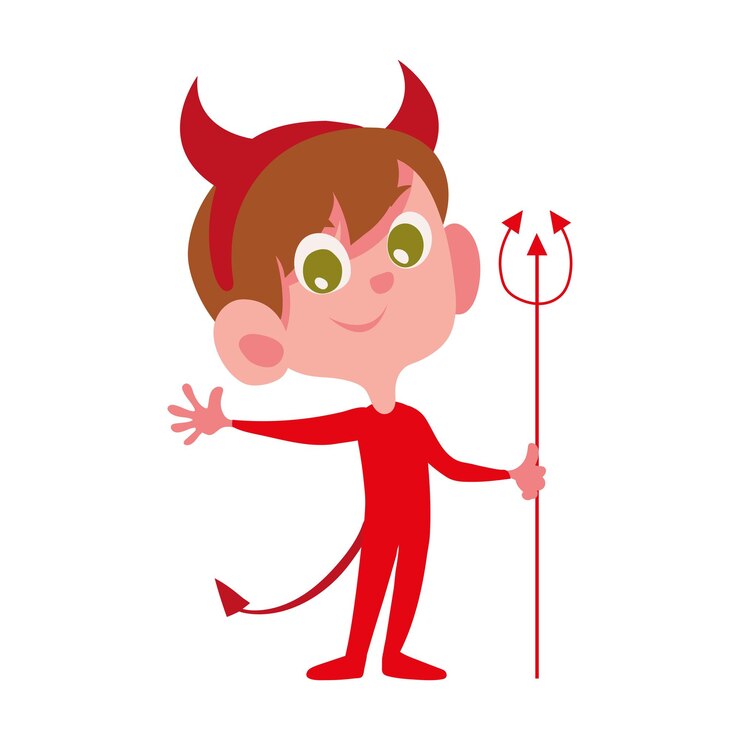 Vector gratuito ilustración de niño diablo disfrazado de halloween aislado