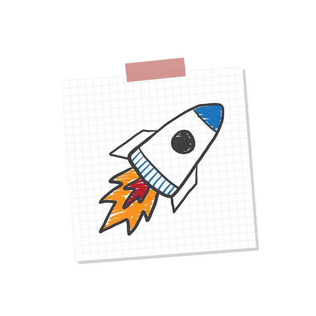 Vector gratuito ilustración de la nota de inicio de rocketship