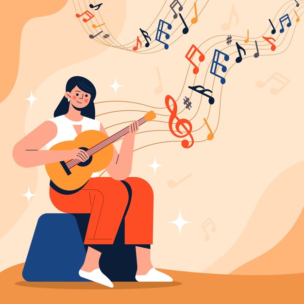 Ilustración de notas musicales dibujadas a mano