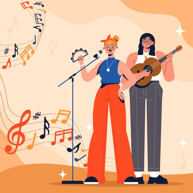 Ilustración de notas musicales dibujadas a mano