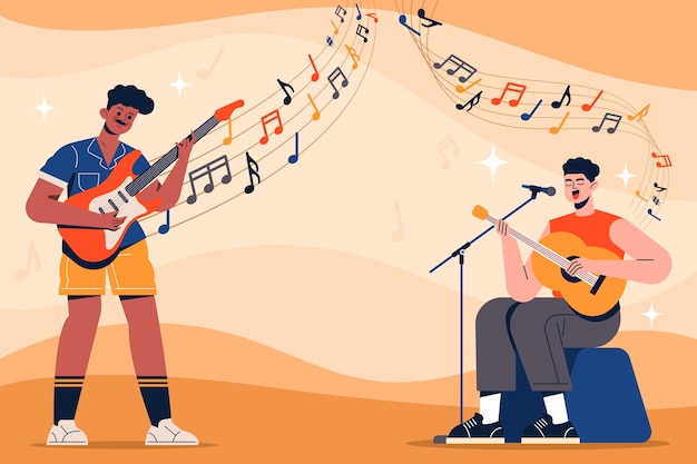 Ilustración de notas musicales dibujadas a mano