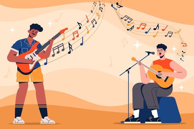 Ilustración de notas musicales dibujadas a mano