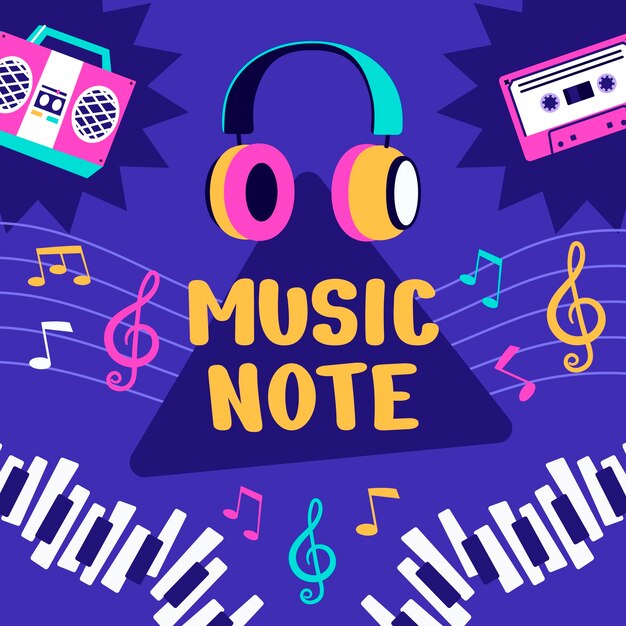 Ilustración de notas musicales dibujadas a mano