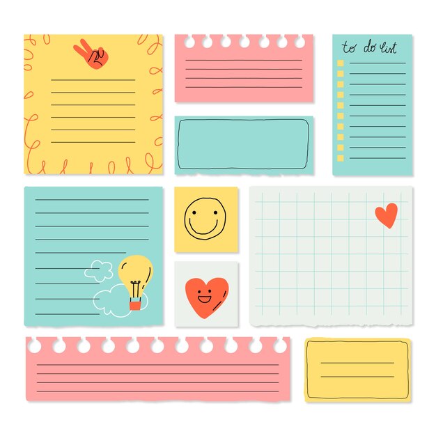 Ilustración de notas pegajosas dibujadas a mano