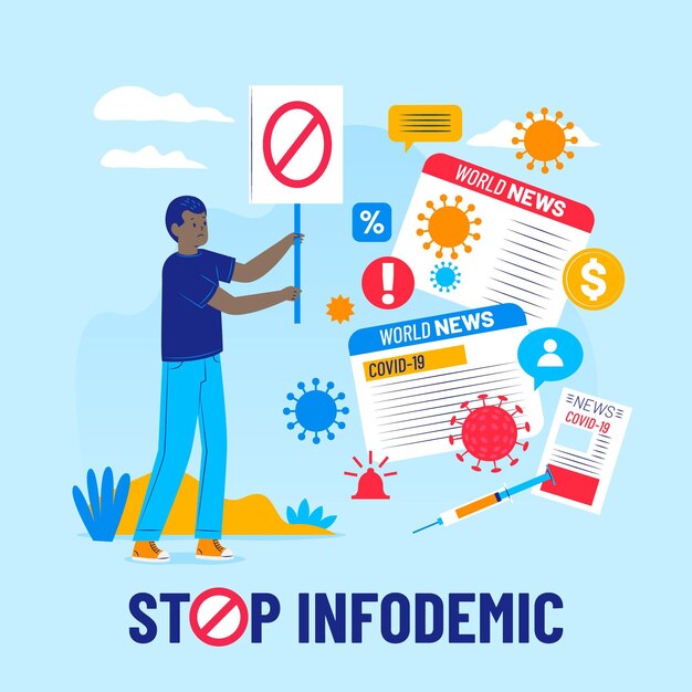 Ilustración de noticias de infodemia