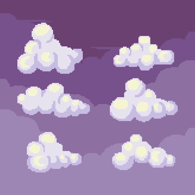 Ilustración de nube de pixel art de diseño plano