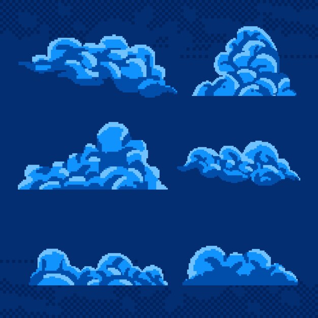 Ilustración de nube de pixel art de diseño plano