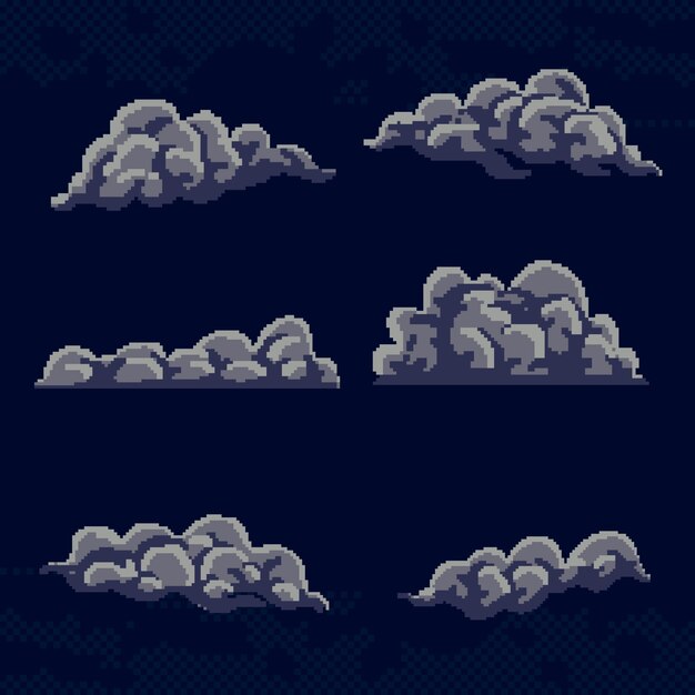 Ilustración de nube de pixel art de diseño plano