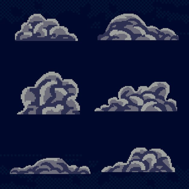 Ilustración de nube de pixel art de diseño plano