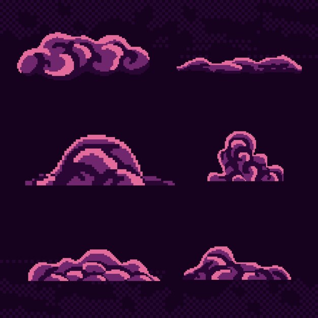 Ilustración de nube de pixel art de diseño plano