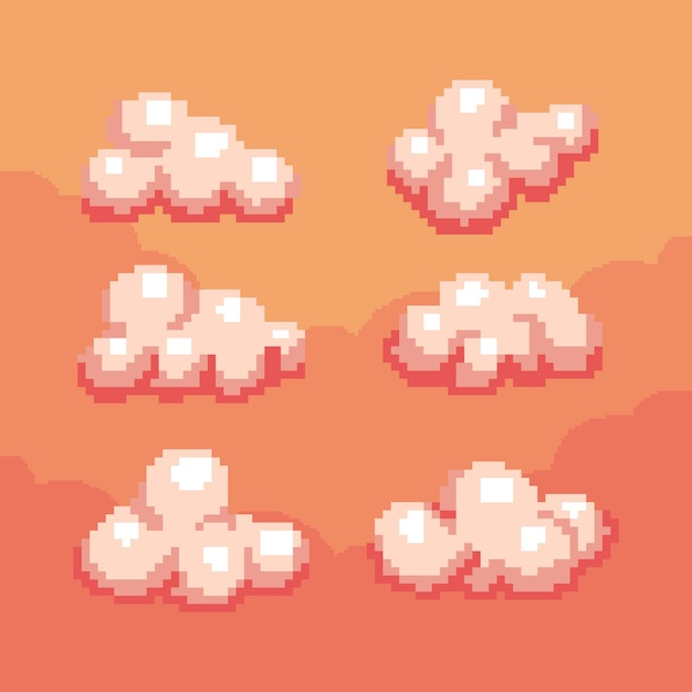 Ilustración de nube de pixel art de diseño plano