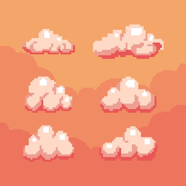 Ilustración de nube de pixel art de diseño plano