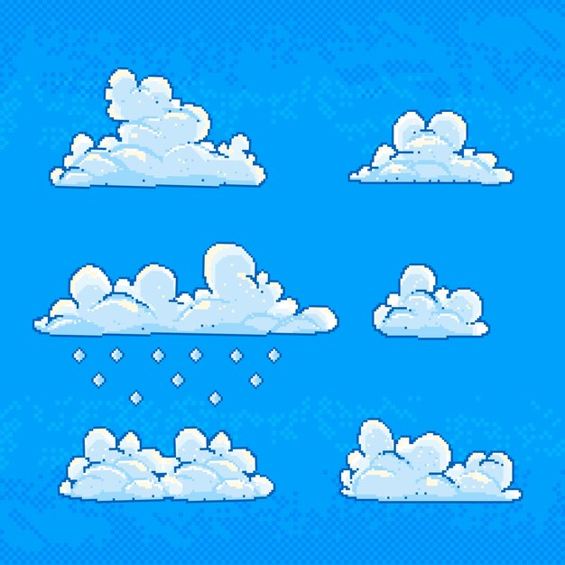 Ilustración de nube de pixel art de diseño plano