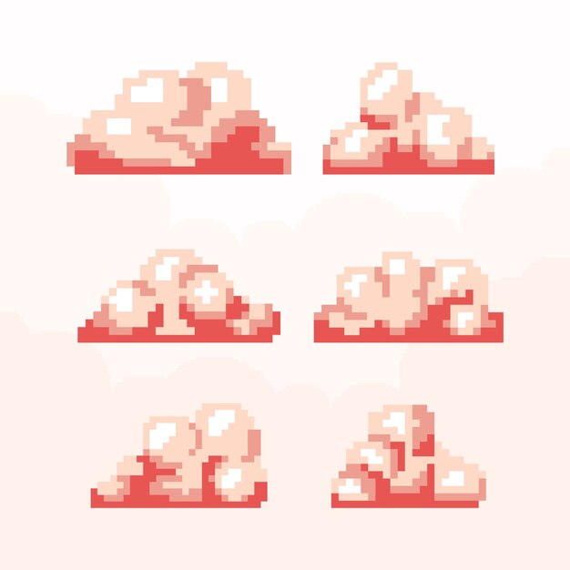 Ilustración de nube de pixel art de diseño plano