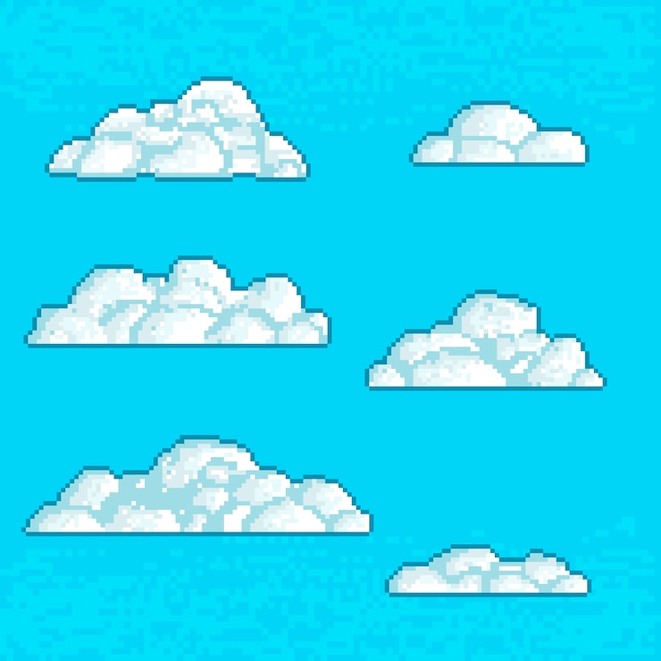 Vector gratuito ilustración de nube de pixel art de diseño plano