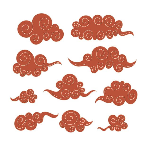 Ilustración de nubes orientales dibujada a mano
